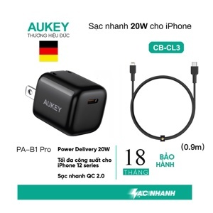 Cáp USB-C to Lightning Aukey CB-CL3 0.9m