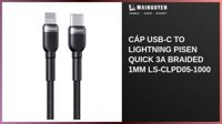 Cáp USB-C to Lightning Pisen Quick 3A Braided 1mm LS-CLPD05-1000