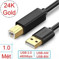 Cáp USB dùng cho các loại Máy in/Máy/Scaner Máy Photocopy - DAC - HDD box 3.5 USB 2.0.v.v. Cáp USB AM-BM) 1 mét UGREEN 20846 Mạ vàng 24K [bonus]