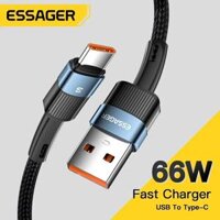 Cáp USB Essager 6A Loại C Sạc Nhanh Cho Huawei P40 Pro P30 66W Dây Sạc Dữ Liệu Cho Samsung S21 Ultra S20 Poco