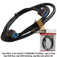 Cáp USB in 1.5m Unitek Y-C4006GBK 3.0 5Gbps - cáp ổ cứng, cáp HDD box, cáp HDD Docking, cáp đầu xem phim HD