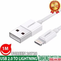 Cáp USB Lightning chuẩn MFi Ugreen 20728 Dài 1M Chính Hãng