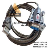 Cáp Usb to Com 9 Unitek Y-105D 2m - DB9 RS232 đầu cái