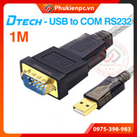 Cáp USB to COM DB9 RS232 hiệu DTECH dài 1M có chíp chuyển đổi. cho máy tính PC Laptop máy CNC công nghiệp, lập trình PLC