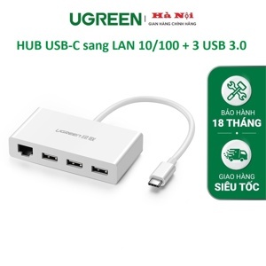 Cáp USB Type-C ra 3 cổng USB 3.1 Ugreen 40382 - hỗ trợ Lan 10/100Mbps