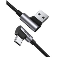 Cáp usb type C ra A mạ Nickel đầu bọc nhôm chống nhiễu 1M 2 đầu bẻ góc 90 độ Ugreen 176TYC20856US Hàng chính hãng