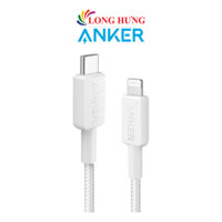 Cáp USB Type-C to iP Anker 322 MFI Nylon Cable III 0.9m A81B51.8m A81B6 - Hàng chính hãng - White - 0.9m