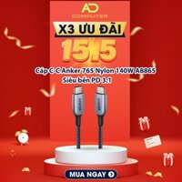 Cáp USB Type-C to Type-C Anker 765 Nylon Cable 140W 0.9m A8865 - Hàng chính hãng Viettel Phân Phối