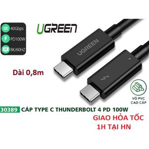 Cáp USB Type-C to USB Type-C Thunderbolt 4 dài 0.8m Ugreen 30389W