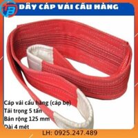 Cáp Vải Cẩu Hàng bản dẹp, Tải trọng 5 tấn, Bản 125mm, Dài 4 mét, 2 đầu mắt, hệ số an toàn 5:1 - CÁP THÉP THỦ ĐỨC