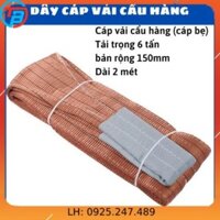 Cáp Vải Cẩu Hàng bản dẹp, Tải trọng 6 tấn, Bản 150mm, Dài 2 mét, 2 đầu mắt, hệ số an toàn 5:1 - CÁP THÉP THỦ ĐỨC