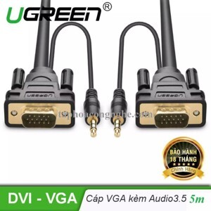 Cáp VGA 5M hỗ trợ audio 3.5mm chính hãng Ugreen UG 11628