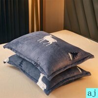 Cặp vỏ gối bằng vải nỉ lông cừu san hô giữ ấm kích thước 48X74
