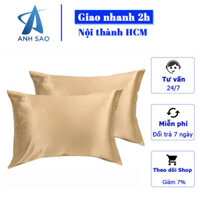 Cặp Vỏ Gối Lụa Cao cấp A - 50x70cm hoặc 60x80cm - mềm mịn mát lạnh - Kem - 60x80cm