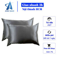 Cặp Vỏ Gối Lụa Cao cấp A - 50x70cm hoặc 60x80cm - mềm mịn mát lạnh - Xám - 50x70cm