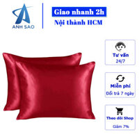 Cặp Vỏ Gối Lụa Cao cấp A - 50x70cm hoặc 60x80cm - mềm mịn mát lạnh - Đỏ - 60x80cm
