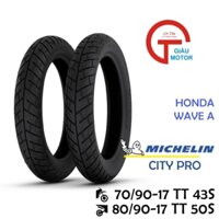 Cặp Vỏ Xe Honda Wave A Chính Hãng Michelin Size 70/90 - 17 Và 80/90 - 17 Gai City Pro Dùng Ruột