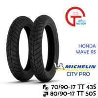 CẶP VỎ XE HONDA WAVE RS HÃNG MICHELIN SIZE 70/90-17 VÀ 80/90-17 GAI CITY PRO DÙNG RUỘT