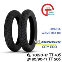 Cặp Vỏ Xe Honda Wave Rsx 110 Chính Hãng Michelin Size 70/90 - 17 Và 80/90 - 17 Gai City Pro Dùng Ruột