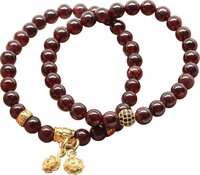 Cặp Vòng Garnet Ngọc Hồng Lựu 6mm Mix Charm Ngọc Quý Gemstones VT77