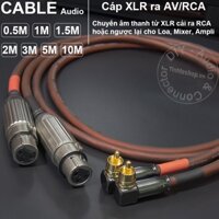 Cáp XLR sang RCA 2 sợi DIY 0.5M đến 5M - Dây jack Canon cái ra AV vuông góc