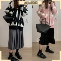 Capa nữ áo len dài tay cardigan argyle kẻ sọc áo khoác dệt kim nút xuống cho ja