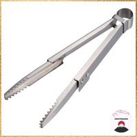Captain Stag Compact Stainless Steel BBQ Tongs with Stopper - 21cm Foldable Solo Tongs - Silver