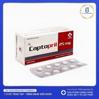 Captopril Domesco 25mg trị tăng huyết áp, suy tim (10 vỉ x 10 viên)