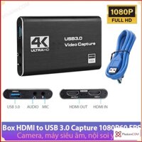 Capture chuyển đổi HDMI to USB 3.0 có Mic, HDMI IN OUT cho máy tính, ghi hình máy siêu âm nội soi, camera, live stream