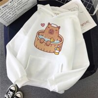 Capybara Áo hoodie nữ Nhật Bản ngộ nghĩnh áo nỉ quần áo nữ Bộ đồ thể thao mùa đông