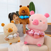 Capybara Boxing Hàng QCCC Hồng Kem Nâu Đáng Yêu Dùng Trang Trí Làm Đồ Chơi Quà Tặng Cho Bé - Gấu Bông Happy