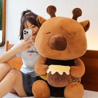 Capybara ôm bình ong mật, thú bông, gấu bông Capybara ôm bình mật ong