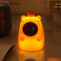 Capybara Silicone LED Đèn Ngủ Pat Cảm Biến Đèn Sạc Trẻ Em Trang Trí Phòng Ngủ Hoạt Hình Động Vật Đèn Ngủ Quà Tặng Giáng Sinh