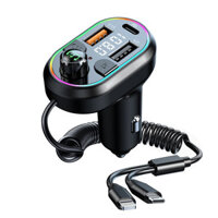 Car bluetooth 5.0 FM Transmitter 25W PD Fast Charger MP3 Player With Lighting Type-C Port Charging Cable