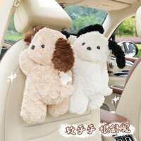 Car Cute Lying Puppies Tissue Box Cartoon Doll Hanging Car Paper Extraction Box Plush Doll Decoration Tissue Bag lq9F