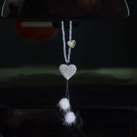 Car Goddess Car Pendant Car Interior Hanging Ornament Personality Creative Diamond Heart Wool Ball Car Rearview Mirror Pendant mjwM