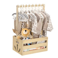 Car- Thùng tắm cho bé bằng gỗ Tủ quần áo Giỏ tắm cho bé Cạnh mịn Burr Free Dung tích lớn Giỏ đựng đồ lắp ráp dễ dàng