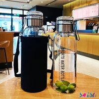 Carafe có dây đeo vai Chai nước thủy tinh dung tích lớn Thể dục ngoài trời Thể thao Trà tách nước uống