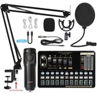 Card âm thanh phát sóng trực tiếp chuyên dụng BM800 Microphone Mixer V10X Pro Sound Card Condenser Game BT Audio