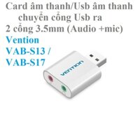 Card âm thanh  usb âm thanh chuyển Usb ra 2 cổng 3.5mm Vention VAB-S13  CDKHB  CDYB0  - Hàng chính hãng -  VAB-S13 17