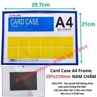 Card Case A4 Frame 297x210mm NAM CHÂM - bìa nhựa cứng đựng tài liệu A4 nam châm có khung                         &nbsp(&nbspnhựa PVC - bao quanh bởi khung nhựa màu xanh chống tĩnh điện - mặt sau được dán 1 tấm nam châm dẻo và có 2 lỗ để treo&nbsp)