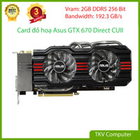 Card đồ hoạ Asus Gtx 670 DirectCU II 2Gb Ddr5 256 bit - mạnh hơn 750ti 61% - Chiến max setting Lmht, Ffo4, Gta 5, Csgo