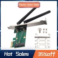 Card không dây WiFi Mini PCI-E Express sang PCI-E với 2 ăng-ten gắn ngoài cho PC