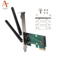 Card không dây WiFi Mini PCI-E Express sang PCI-E với 2 ăng-ten gắn ngoài cho PC