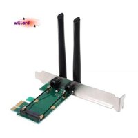 Card không dây WiFi Mini PCI-E Express sang PCI-E với 2 ăng-ten gắn ngoài cho PC