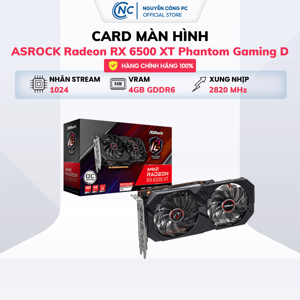 Card màn hình VGA Asrock RX 6500 XT Phantom Gaming D 4GB OC (RX6500XT PGD 4GO)