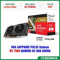 Card màn hình VGA Sapphire PULSE AMD Radeon RX 7600 8GB Gaming OC 8GB-36T