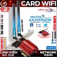 Card mạng Wifi 6 AC3000 Derapid Intel Ax200 2 Băng Tần 2.4G/5GHz 802.11Ax Siêu nhanh 2974Mbps BT 5.2 - 2 Antenna 6db