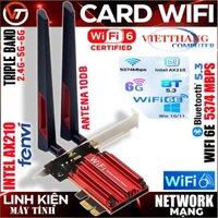 Card mạng Wifi 6 Fenvi Intel Ax210 3 Băng Tần 2.4G/5GHz/6GHz 802.11Ax 5374Mbp - 2 Antenna 10db