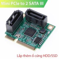 Card Mini PCIe to 2 SATA III 6G lắp đặt thêm ổ cứng HDD SSD cho máy tính ITX, công nghiệp, máy tính nhúng